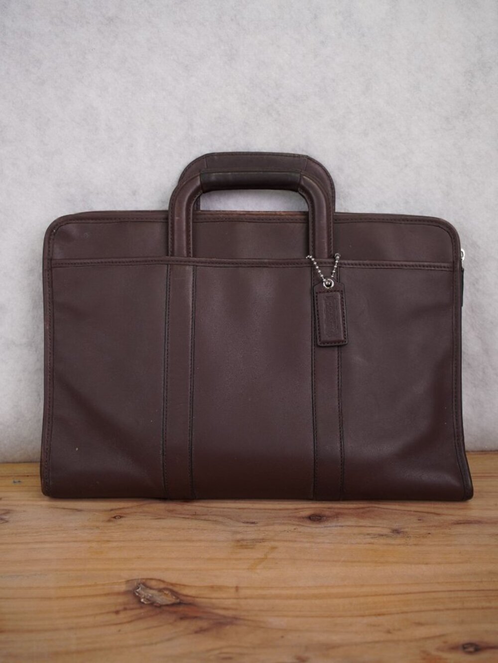 Vintage Coach Slim Leather Briefcase F70847 Dark Brown Laptop Bag Office Commute
